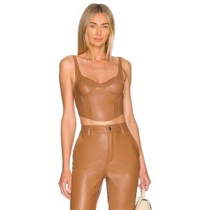 AFRM brown leather corset top